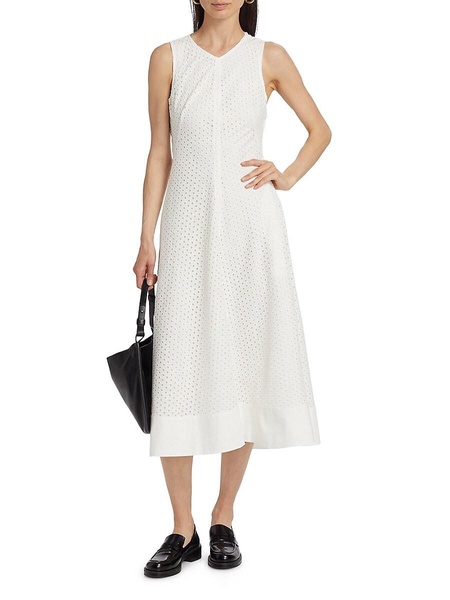 Juno Broderie Anglaise Cotton Midi Dress