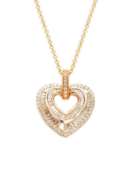 14K Yellow Gold & 0.58 TCW Diamond Heart Pendant Necklace