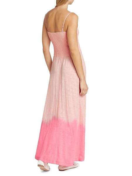 Ombré Slub Jersey Smocked Maxi Dress