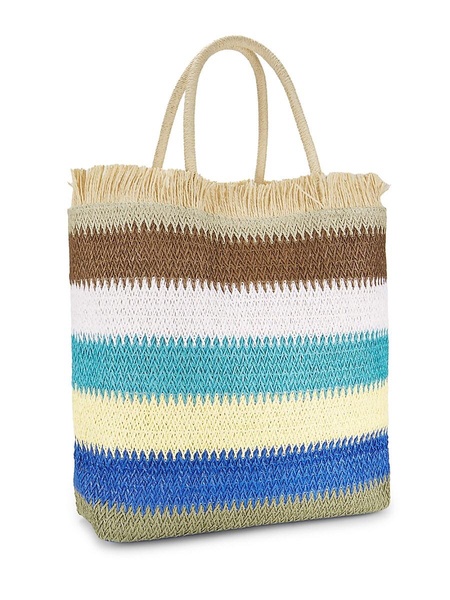 Bamby Striped Raffia Tote Bag