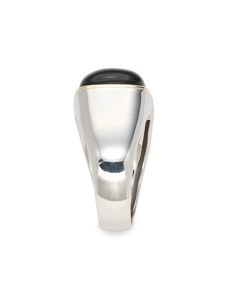 Sterling Silver, 18K Yellow Gold & Obesidian Ring