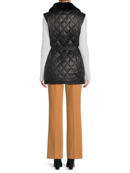 Faux Fur Collar Quilted Vest