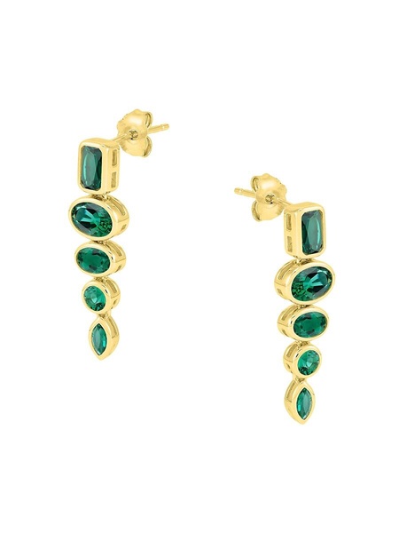 14K Yellow Gold & Emerald Multi Shaped Drop Earrings