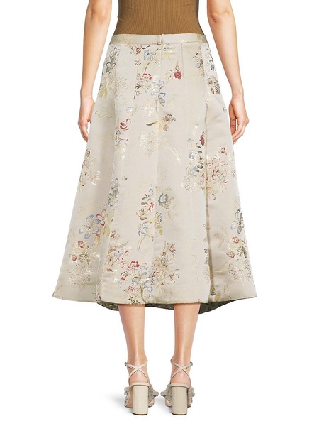Eloise Floral Silk Blend Midi Skirt