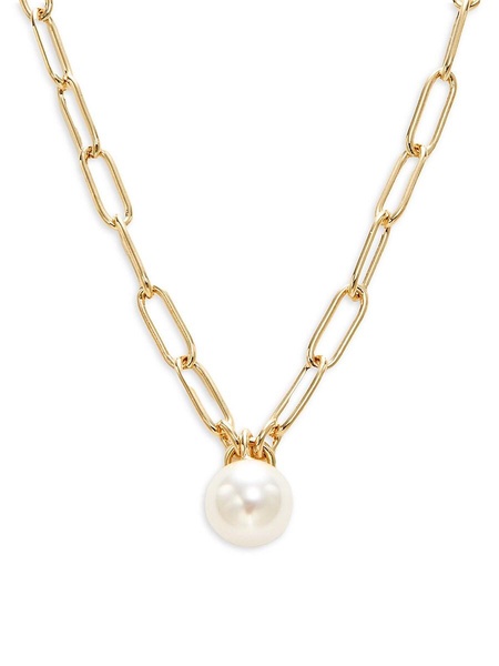 Bianca 18K Goldplated & Faux Pearl Paperclip Necklace