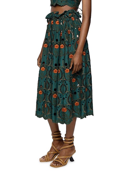 Regina Eyelet-Embroidered Midi-Skirt