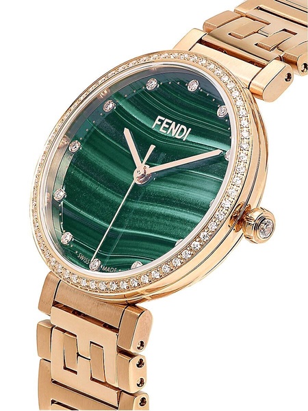 Forever IP Rose Goldtone Stainless Steel, Malachite & Diamond Bracelet Watch/28MM