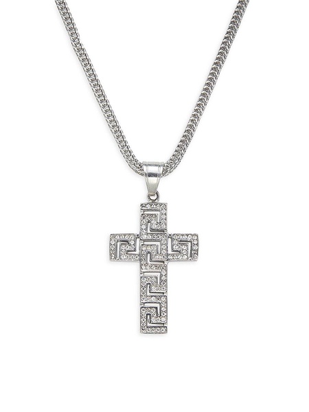 18K Goldplated Stainless Steel & Simulated Diamond Cross Pendant Necklace