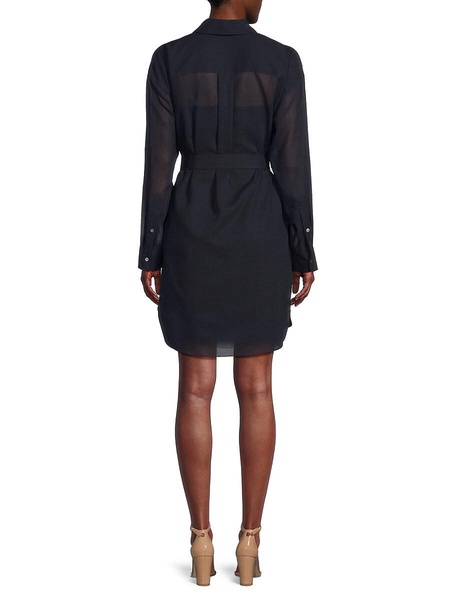 Belted Wool Blend Mini Shirtdress