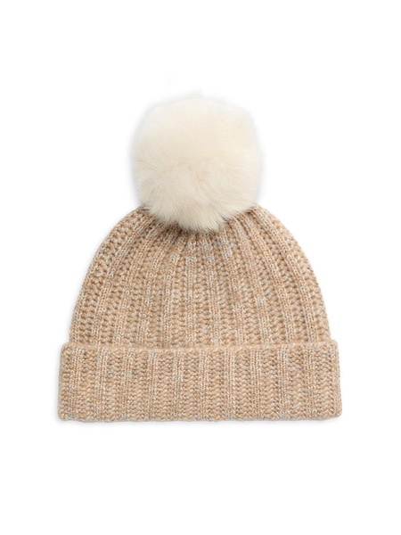 Shearling Pom Cashmere Beanie