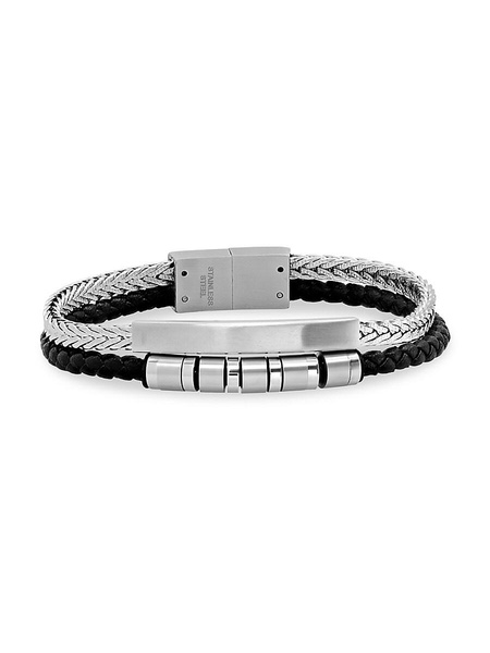 Stainless Steel & Braided Leather ID Bracelet