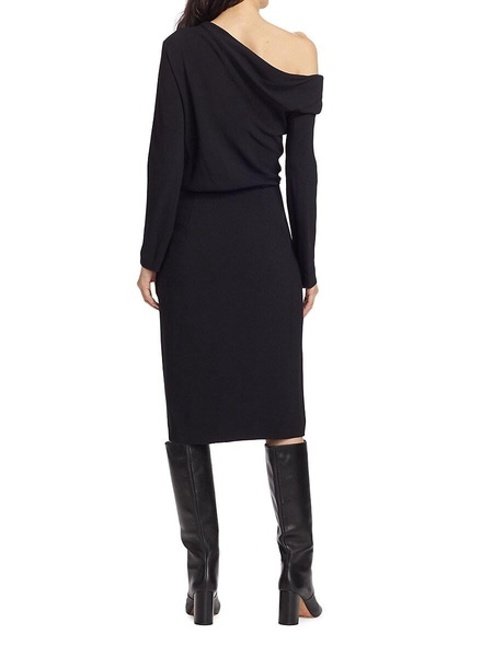 Asymmetric Off Shoulder Midi Dress