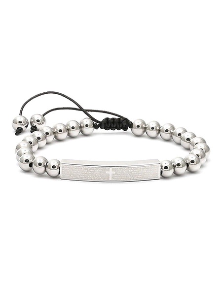 Stainless Steel & White Agate Beaded Bracelet