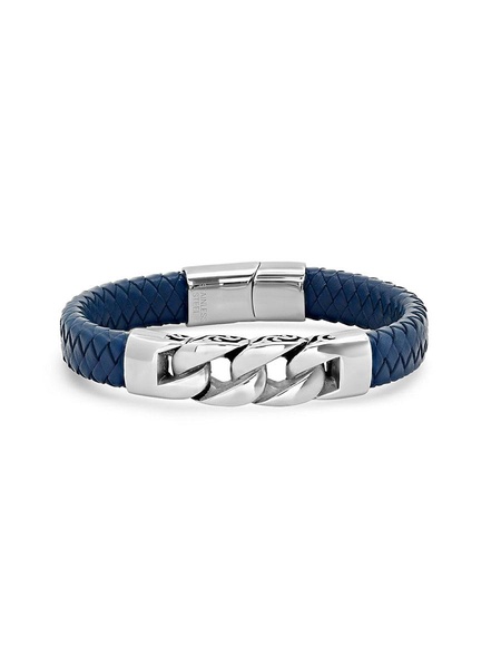 Braided Leather & Stainless Steel Bracelet