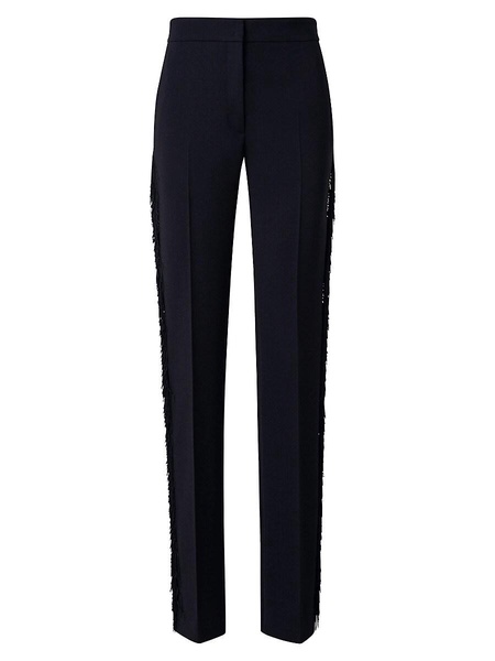 Straight-Leg Fringe-Embellished Pants
