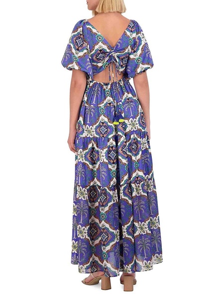 Print Puff Sleeve Maxi Dress