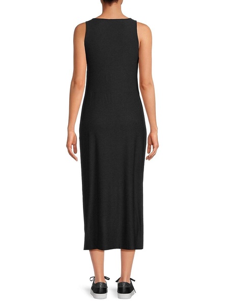 Squareneck Front Slit Midi Dress