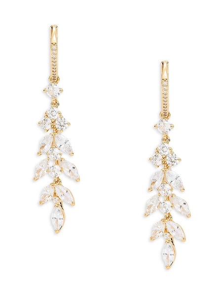 Full Bloom 18K Goldplated & Cubic Zirconia Drop Earrings