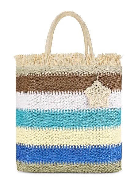 Bamby Striped Raffia Tote Bag