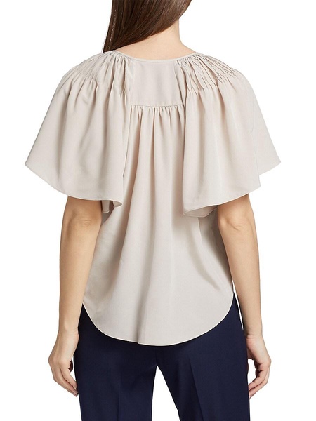 Flutter Sleeve Silk Blouse