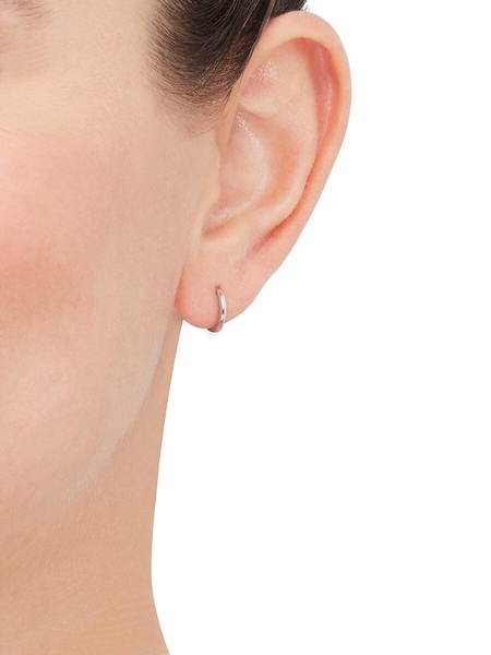 14K White Gold Huggie Earrings