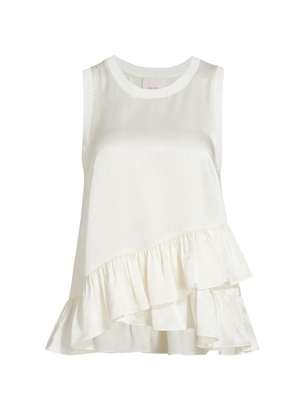 Luisa Ruffled Silk Charmeuse Top
