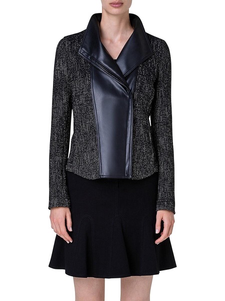 Boucle Funnel-Neck Moto Jacket