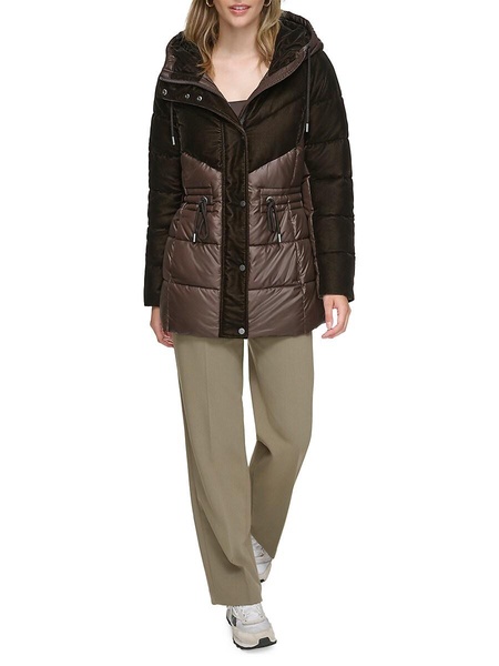 ​Varna Velvet Hooded Puffer Jacket