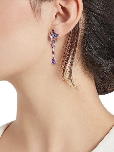 14K Rose Gold & Multi Stone Drop Earrings
