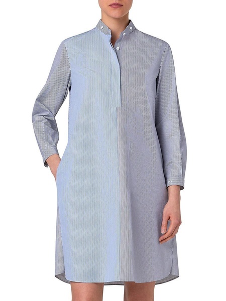 Micro-Striped Cotton Poplin Shirtdress
