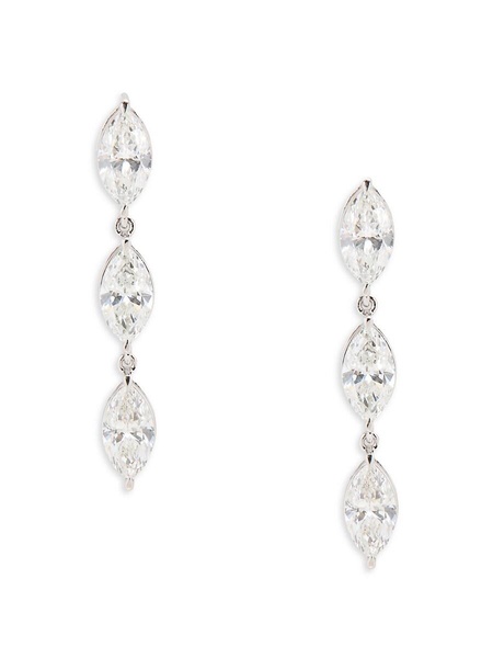 14K White Gold & 3 TCW Lab-Grown Diamonds Linear Drop Earrings