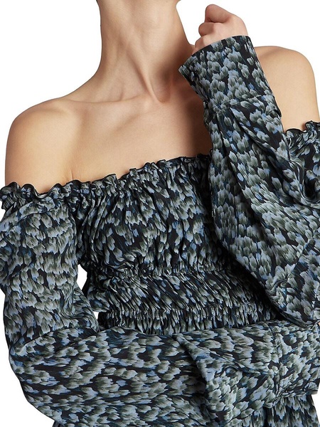 Lillian Smocked Midi-Dress