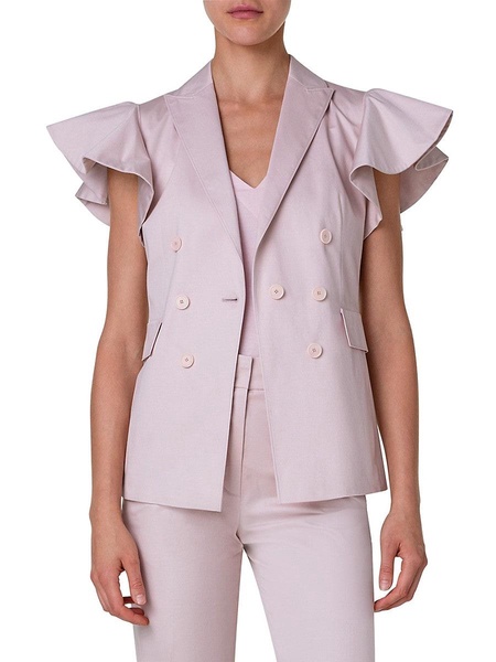 Double-Breasted Flutter Sleeve Blazer