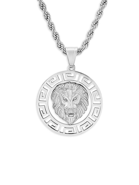 Stainless Steel & Simulated Diamond Lion Pendant Necklace