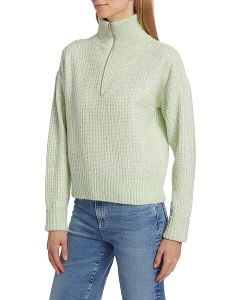 Sequin-Embroidered Quarter-Zip Sweater