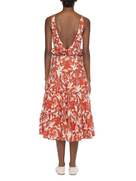 Alma Lago Maiz Linen Ruffled Midi-Dress