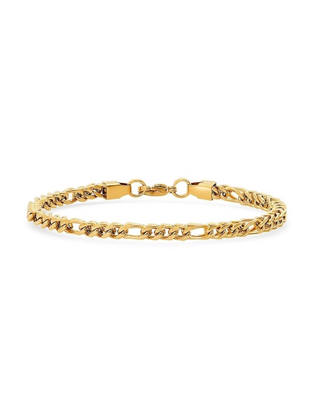 Two-Tone Stainless Steel & 18K Goldplated Stainless Steel Figaro Chain Bracelet