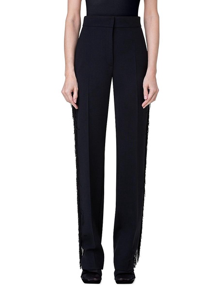 Straight-Leg Fringe-Embellished Pants