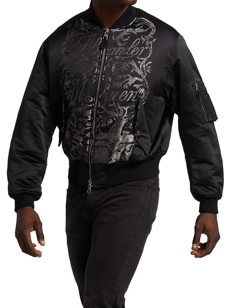 Textured Print Bomber Jacket
