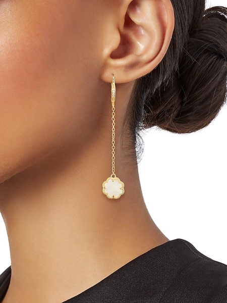14K Goldplated, Mother-Of-Pearl & Cubic Zirconia Drop Earrings
