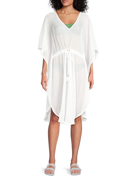 Summer Breeze Sheer V Neck Cover-Up Dress