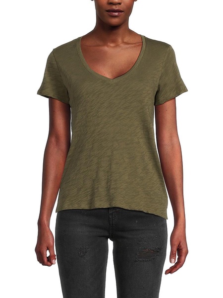 Slub Jersey Schoolboy V Neck Tee