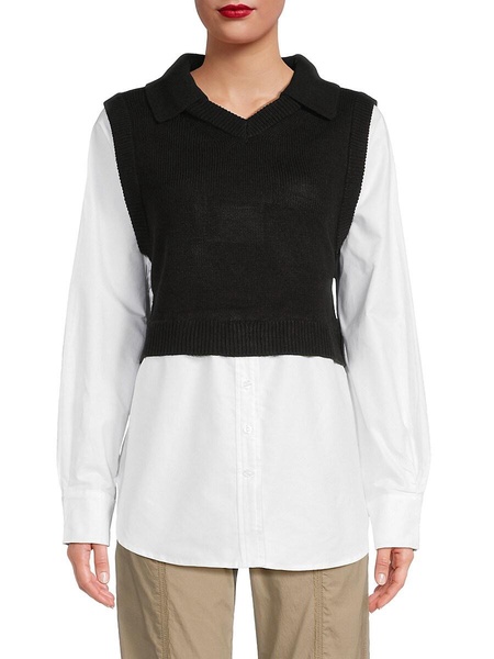 2-Piece Shirt & Cropped Vest Set