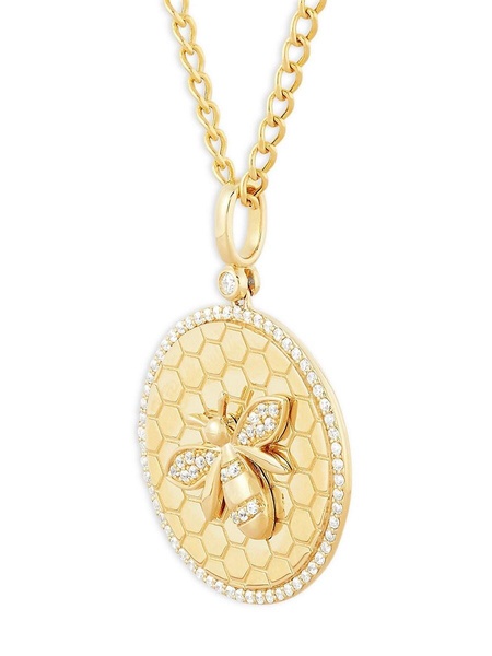 14K Yellow Gold & 0.25 TCW Diamond Bee Pendant Necklace