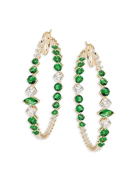 Leah 18K Goldplated & Cubic Zirconia Statement Hoop Earrings