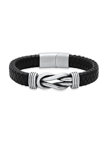 Stainless Steel & Leather Braided Knot Bracelet