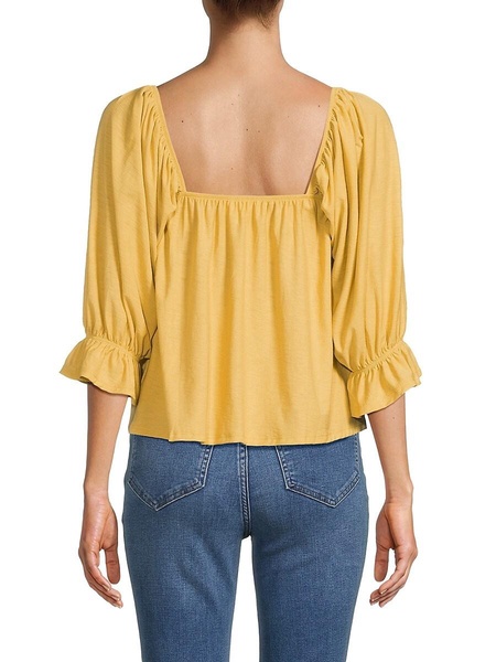 Luca Solid Peasant Top