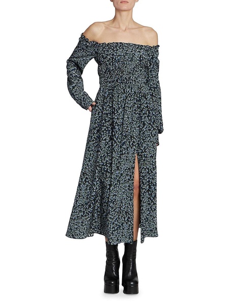 Lillian Smocked Midi-Dress