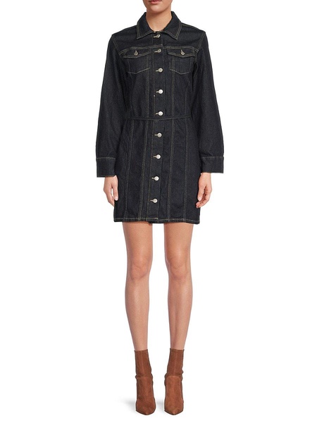 Belted Denim Mini Shirtdress
