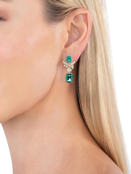 The Luxe Collection Jean Green Cubic Zirconia Statement Drop Earrings